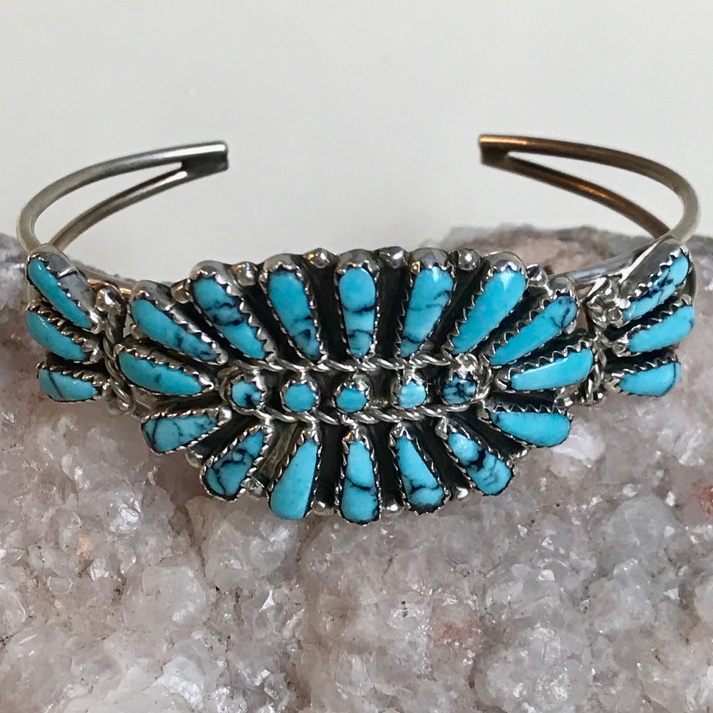 Vintage Native American Turquoise Silver Cuff
